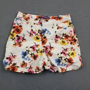 Gloria Vanderbilt Amanda Floral Shorts Womens 14 White Pink Orange Blue